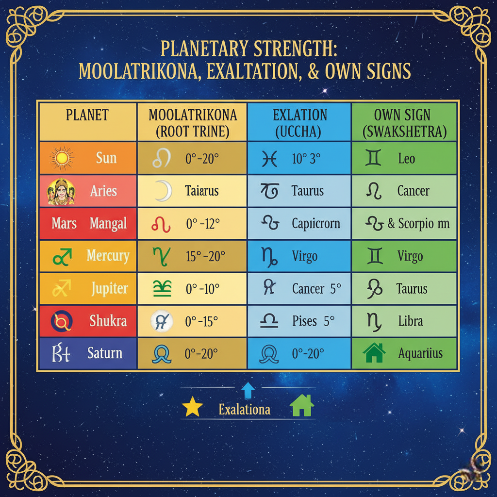 moolatrikona signs planets